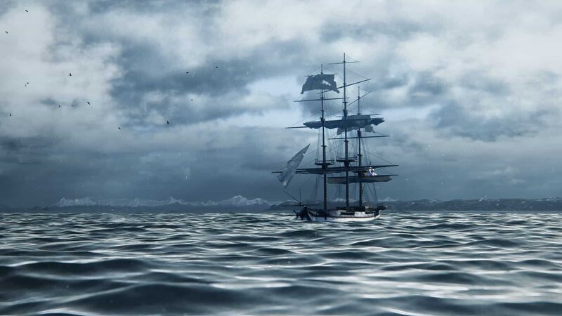 Kadíyak Recon: Das russische Segelhandelsschiff Kadíyak treibt auf See. Das Schiff hat sich an einem Felsenriff den Boden aufgerissen und wurde von Kapitän und Besatzung im Stich gelassen. Da es mit Eis gefüllt ist, treibt es noch mehrere Tage, bevor es schließlich sinkt. (National Geographic für Disney) – Bild: National Geographic for Disney /​ Disney