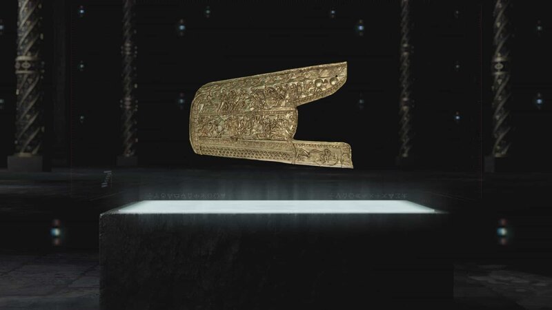Dieser „goldene Köcher“ ist ein besonderes Relikt der antiken Handwerkskunst. Seine goldene Oberfläche ist mit kunstvoll gearbeiteten Details lebensnaher Szenen versehen. – Bild: N24 Doku