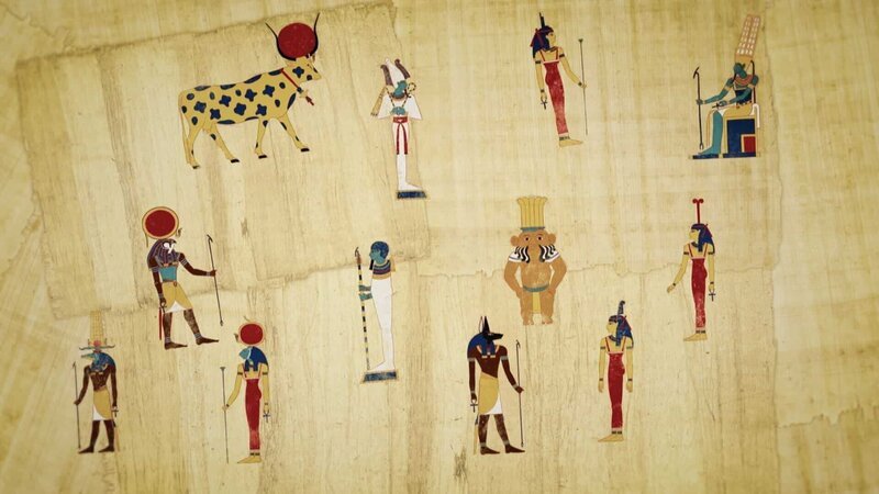 Die Alten Ägypter haben keine Schriftreligion, sondern eine Bildreligion mit Mischwesen aus Mensch und Tier. – Bild: ZDF und Xkopp creative./​Xkopp creative