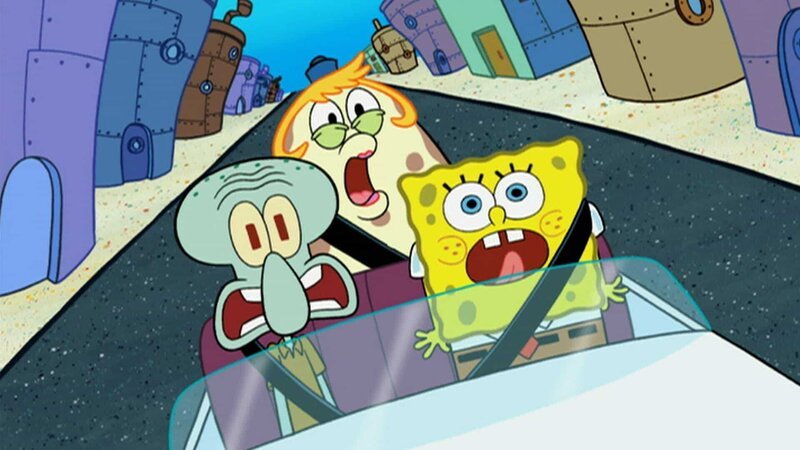 L-R: Squidward, Mrs. Puff, SpongeBob – Bild: ViacomCBS