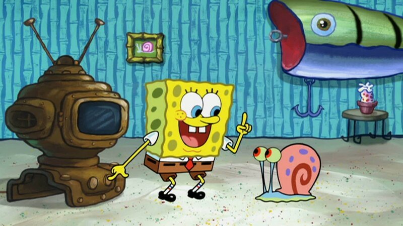 L-R: SpongeBob, Gary – Bild: ANNÉE Viacom International Inc. Tous droits réservés. Nickelodeon, Bob l’éponge et tous les autres titres, logos et personnages qui y sont associés sont des marques de commerce de Viacom International inc. Créé par Stephen Hillenburg.