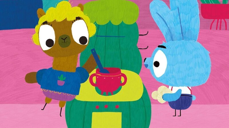 In den Bergen statten Bop (re.) und Boo Lara (li.) einen Besuch ab. – Bild: 2020 publishing house Glowberry Books LLC.