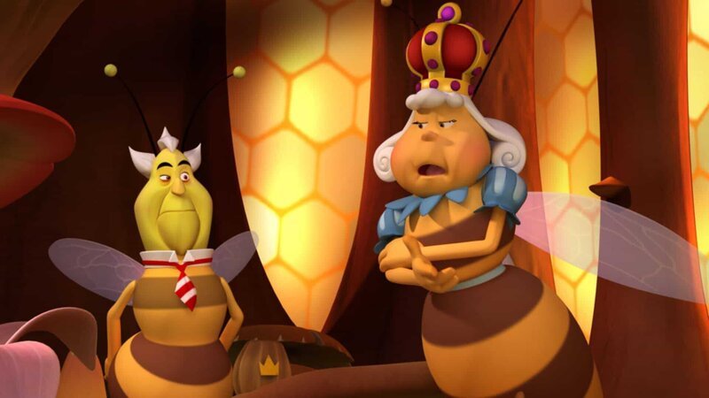 Richter Bienenwachs hat vom verdorbenen Pollen für die Königin genascht. – Bild: ZDF und Studio 100 Animation./​Studio 100 Animation