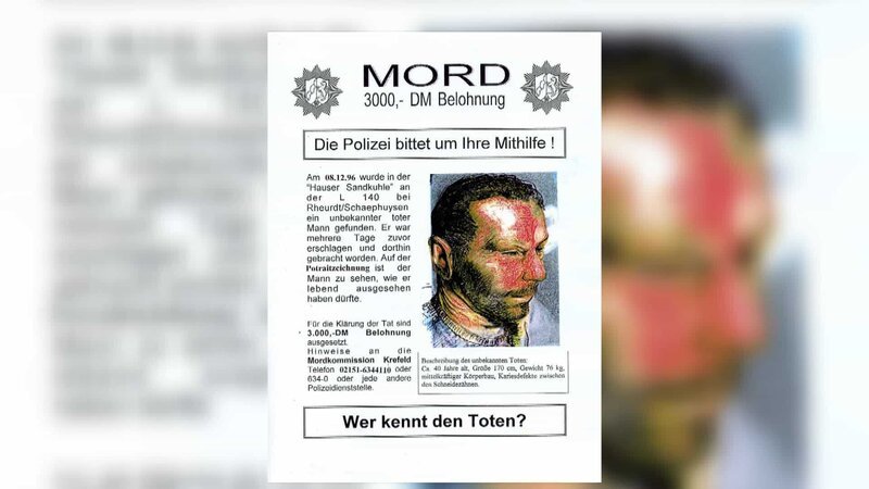 Die Polizei Krefeld fahndet öffentlich zu einem unbekannten Toten. – Bild: ZDF und Polizei Krefeld./​Polizei Krefeld