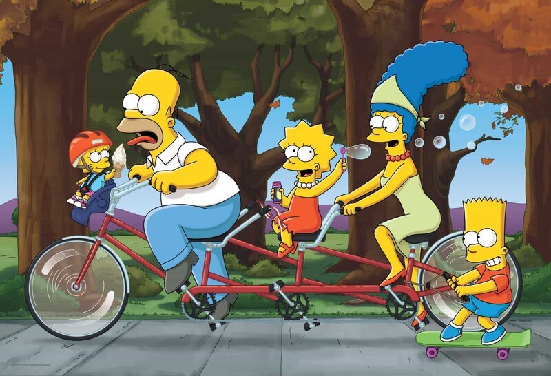 (23. Staffel) – Eine etwas ungewöhnliche Familie: Maggie (l.), Marge (2.v.r.), Homer (2.v.l.), Bart (r.) und Lisa Simpson (M.) … – Bild: 2014 Fox and its related entities. All rights reserved Lizenzbild frei