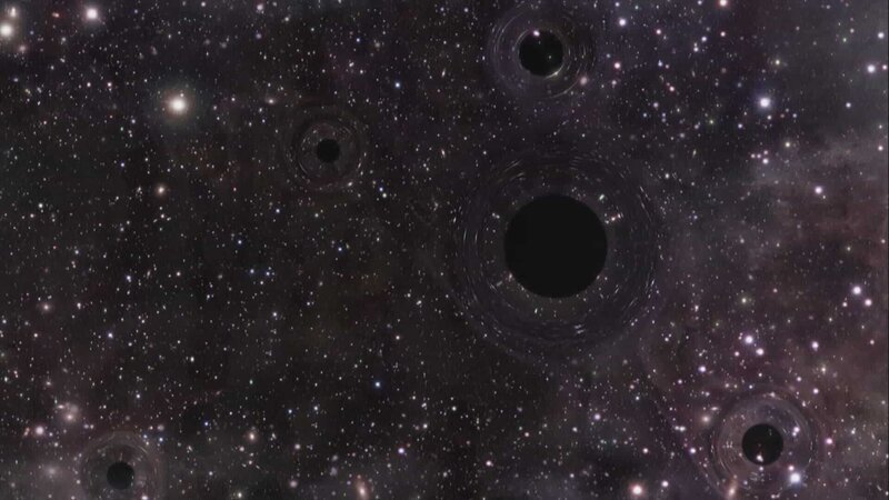 Schwarze Löcher sind unterschiedlich groß. Erreichen sie einige Millionen bis Milliarden Sonnenmassen, sprechen Wissenschaftler von „supermassereichen Schwarzen Löchern“. – Bild: ZDF und Discovery./​Discovery