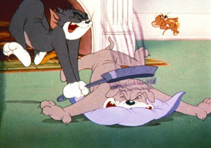 In dieser Serie bekriegen sich Katz und Maus, was das Zeug hält. Egal ob Mausefallen, diverse Schlaginstrumente oder Tomaten als Wurfgeschosse; Tom (li.) und Jerry gehen nie die Ideen aus, um sich gegenseitig das Leben schwer zu machen. – Bild: Warner Bros. Entertainment I