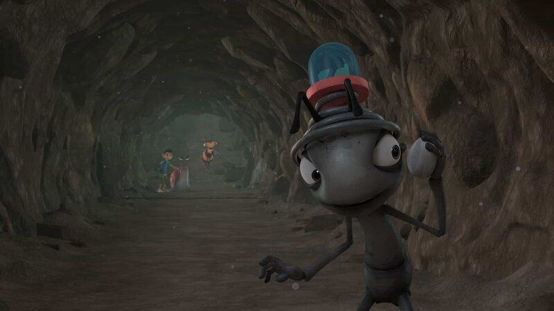 Auf der Flucht vor Zak, Syd und Willow „telefoniert“ Fred mit seinem Freund Bob. – Bild: KiKA/​One Animation PTE LTD.