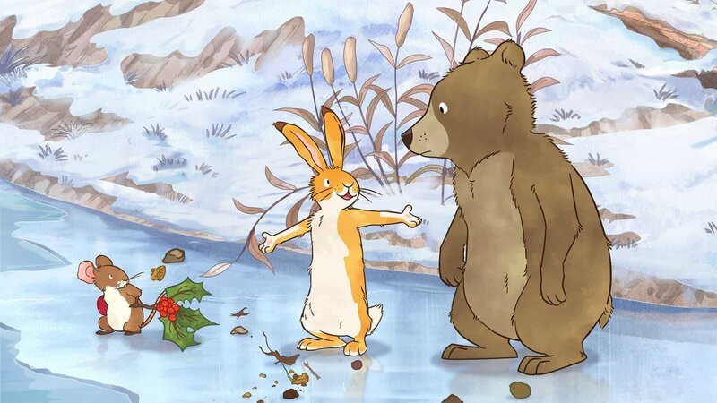 Die kleine Feldmaus und der kleine braune Hase suchen nach Spuren von Braunbärs Mama. – Bild: KiKA/​SLR Productions Australia Pty. Ltd./​Scrawl Studios Pte Ltd.