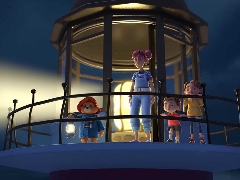 Paddington (l.), Jonathan Brown (2.v.r.), Judy Brown (r.) – Bild: Paramount