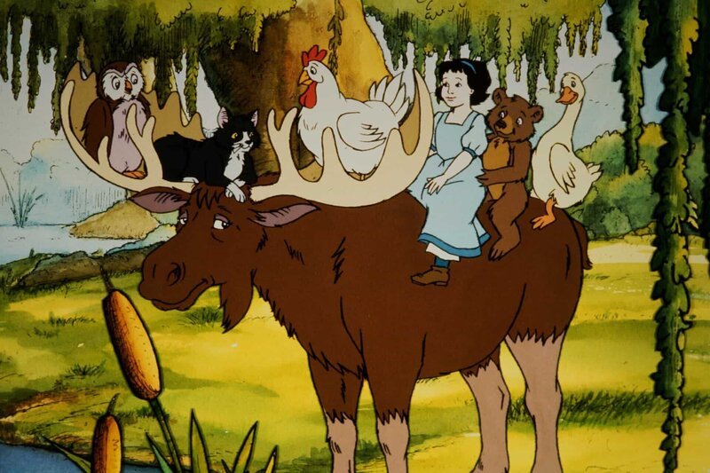 Nieder: Moose; über, l-r: Owl, Cat, Hen, Emily, Little Bear, Duck – Bild: ZDF 1997