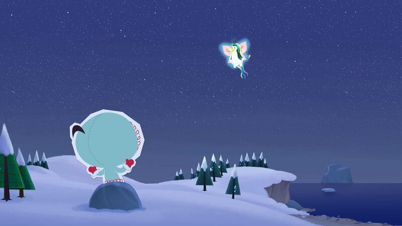 Inui hat sich schon immer gewünscht, nachts einmal der geheimnisvollen Nordpol-Fee zu begegnen. Ihre Freunde erfüllen ihr diesen Wunsch – wenden dazu allerdings einen Trick an. – Bild: ZDF/​JEP Animation
