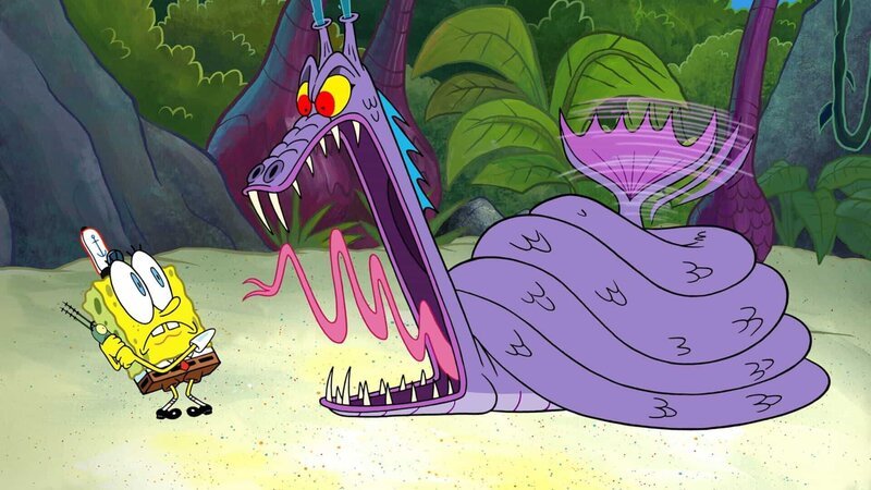 v.li.: SpongeBob, Snake monster – Bild: Paramount