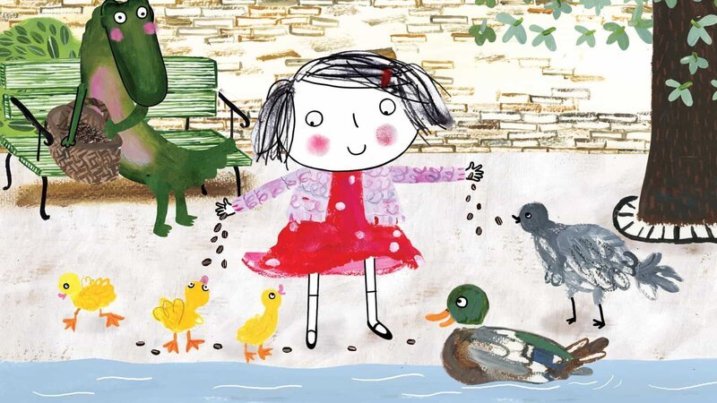 Rita will Vögel füttern. Aber das Krokodil hat auch Hunger, was nun? – Bild: rbb/​dansk tegnefilm