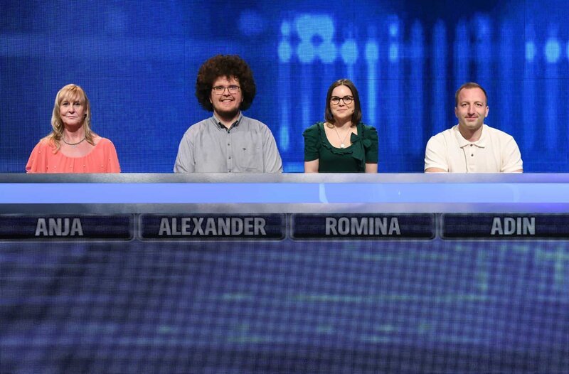 Die Kandidat:innen (v.l.n.r. ): Anja Schwerdtfeger, Alexander Bars, Romina Augustin und Adin Halapic. – Bild: ARD/​Uwe Ernst
