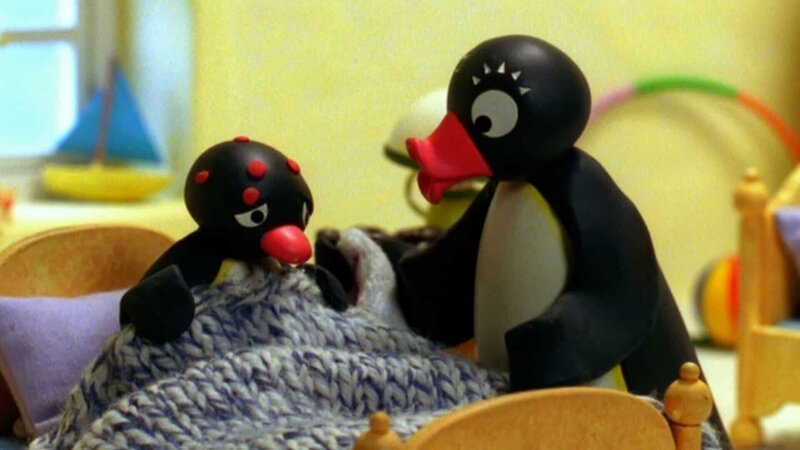 Guetnachtgschichtli Pingu Staffel 6 Folge 6 Pingu – Ist krank Pingu mit Masernflecken. Copyright: SRF/​Joker Inc., d.b.a., The Pygos Group – Bild: SRF/​Joker Inc.