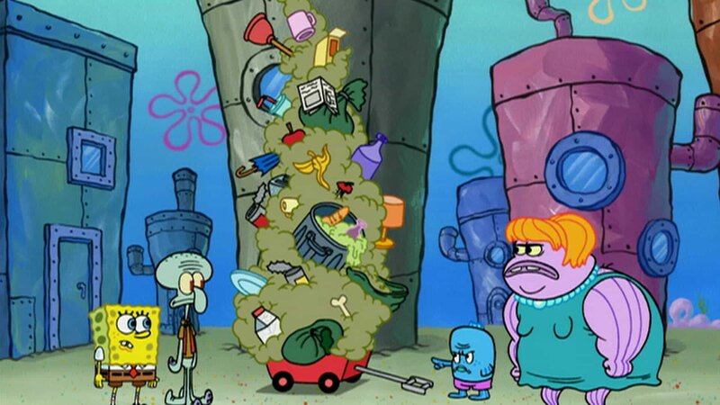 SpongeBob (l.), Squidward (2.v.l.) – Bild: ViacomCBS