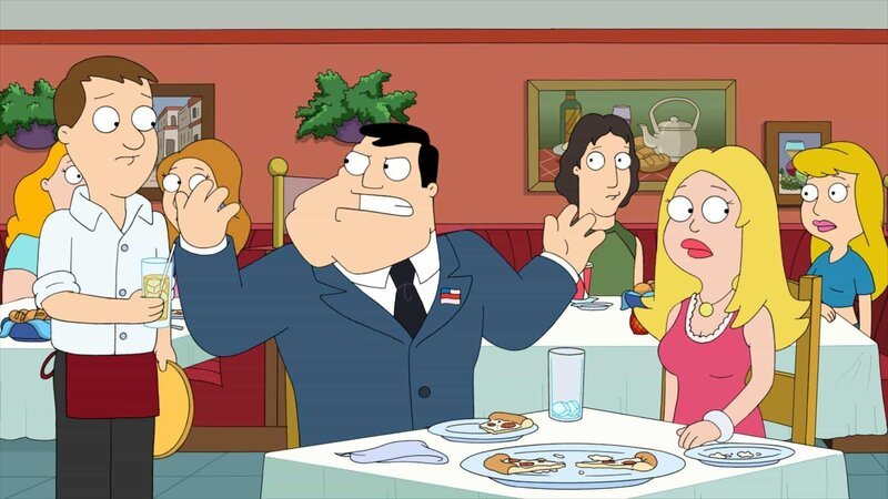 Vorne: Stan (m.), Francine (r.) – Bild: Paramount /​ FOX /​ 2013 FOX BROADCASTING /​ AMERICAN DAD and 2013 TCFFC ALL RIGHTS RESERVED.