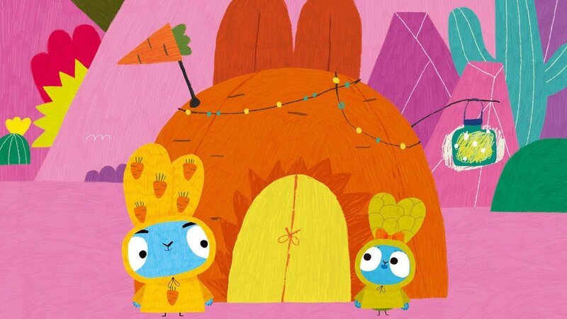 In den Bergen treffen Bop (li.) und Boo (re.) wieder einmal auf ihre Lama Freundin Lara, die einen wunderschönen Kaktus Garten hat. Leider fängt es plötzlich an zu regnen und Kakteen vertragen Regen so ganz und gar nicht. – Bild: 2020 publishing house Glowberry Books LLC