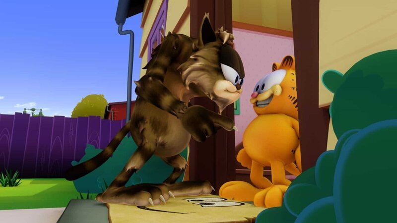 Jon ist verreist und Garfield und Odie sind allein zuhause. Darauf hat Kater Harry nur gewartet … – Bild: HR/​DARGAUD MEDIA