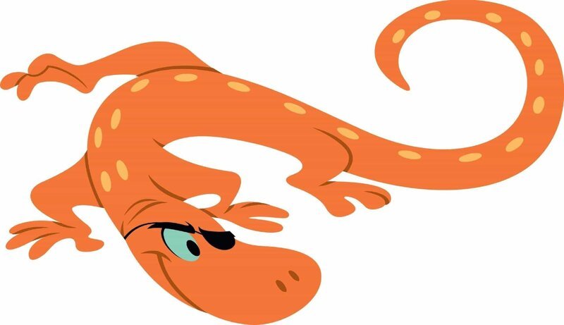Der orange Molch mit seinen gelben Flecken und der Augenklappe ist Tom und Jerry nicht immer gut gesonnen. – Bild: Warner Bros. Entertainment I