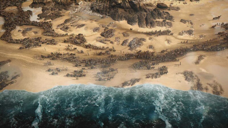 Die Israeliten fliehen über den freigelegten Meeresgrund. – Bild: National Geographic