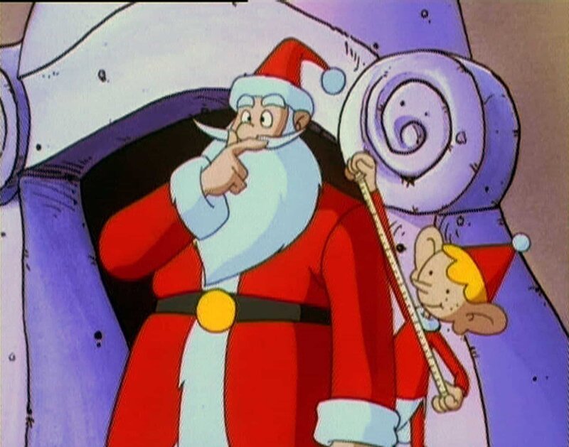 Jordi versucht unauffällig beim Weihnachtsmann Maß für den neuen Anzug zu nehmen. – Bild: SUPER RTL