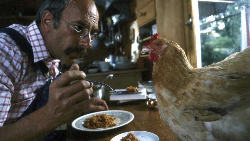 Peter hat bei einer Verlosung ein Huhn gewonnen. Was soll er mit dem Tier machen? – Bild: ZDF und Dieter Mahlow./​Dieter Mahlow
