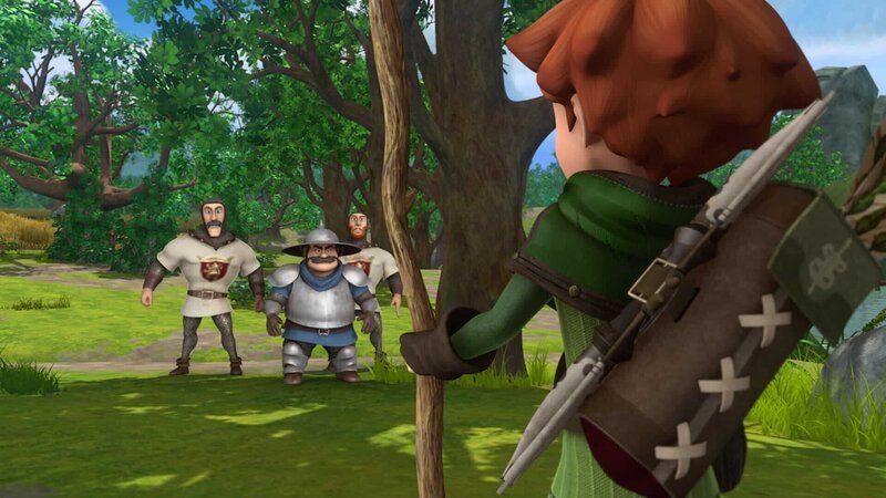 Robin Hood stellt sich mutig dem Sheriff und seinen Männern entgegen. – Bild: ZDF und 2014 Method Animation