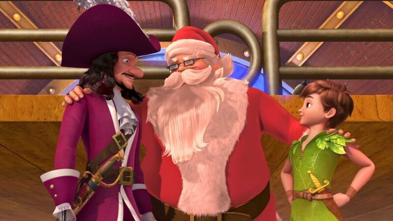 Nur wenn alle Frieden schließen und zusammenarbeiten, kann das Weihnachtsfest gelingen. Der Weihnachtsmann schließt Captain Hook und Peter Pan in seine Arme. – Bild: ZDF und (c) 2012 DQ Entertainment./​(c) 2012 DQ Entertainment