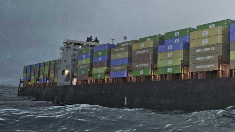 Das Containerschiff MSC Napoli war276 Meter lang und konnte über 60.000 Tonnen Frachtgut laden. – Bild: N24 Doku
