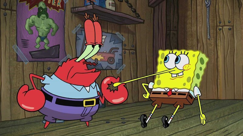 L-r: Mr. Krabs, SpongeBob – Bild: Paramount