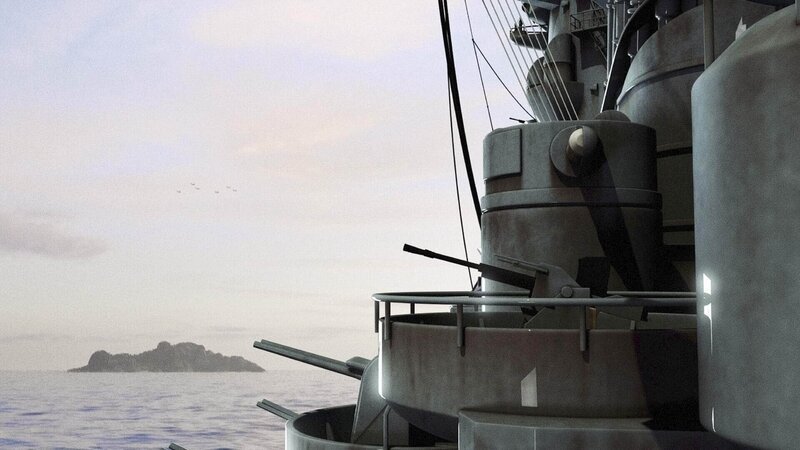 Nahaufnahme der Flugabwehr des Schlachtschiffs Yamato. – Bild: 6666