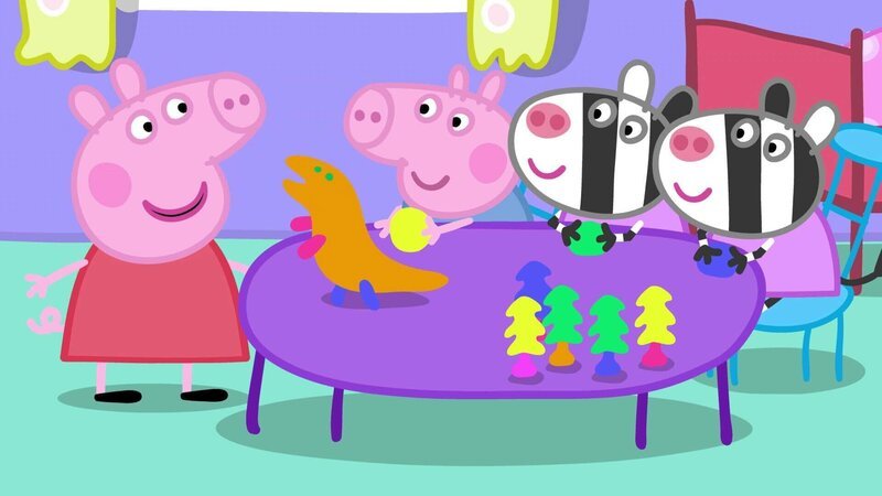 Peppa Pig (l.), George Pig (2.v.l.), Zuzu und Zaza Zebra – Bild: TVNOW