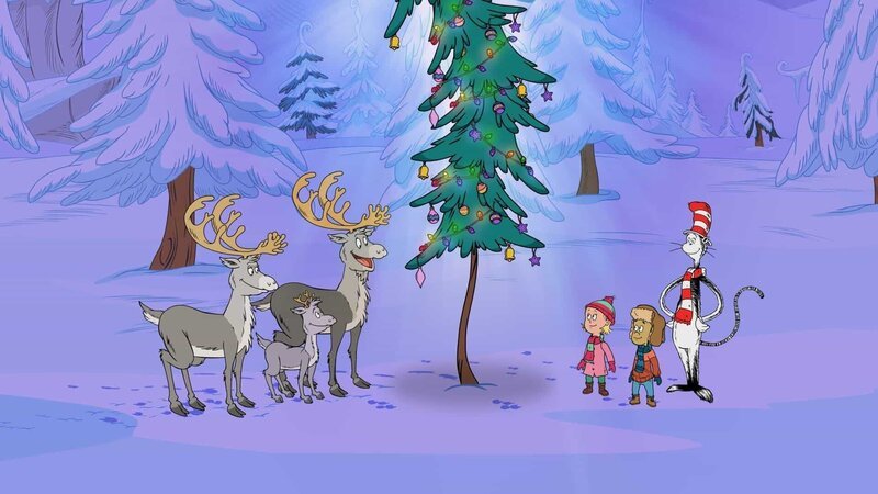 Der Kater mit Hut feiert mit seinen Freunden Weihnachten. – Bild: KiKA/​Collingwood OHare Productions/​Portfolio Entertain. Inc./​Random House Children E./​Treehouse TV
