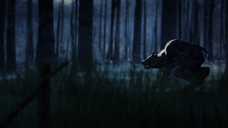 Der Werwolf ist in der Mythologie ein Mensch, der sich in einen Wolf verwandeln kann. In dieser Gestalt verfügt er über besondere Kräfte, oder er ist ein blutrünstiges Monster, das selbst Menschen verspeist. – Bild: ZDF und Artifex./​Artifex
