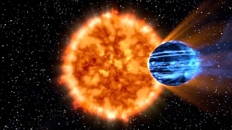 Sogenannte „Heiße Jupiter“ sind eine Klasse von Exoplaneten, die durch die Methode der Radialgeschwindigkeitsmessung relativ leicht identifiziert werden können. – Bild: Windfall Films Ltd