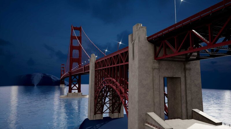 Golden Gate: Die Hängebrücke verbindet die kalifornische Metropole San Francisco mit der ländlichen Region Marin County (CGI-Grafik). – Bild: N24 Doku