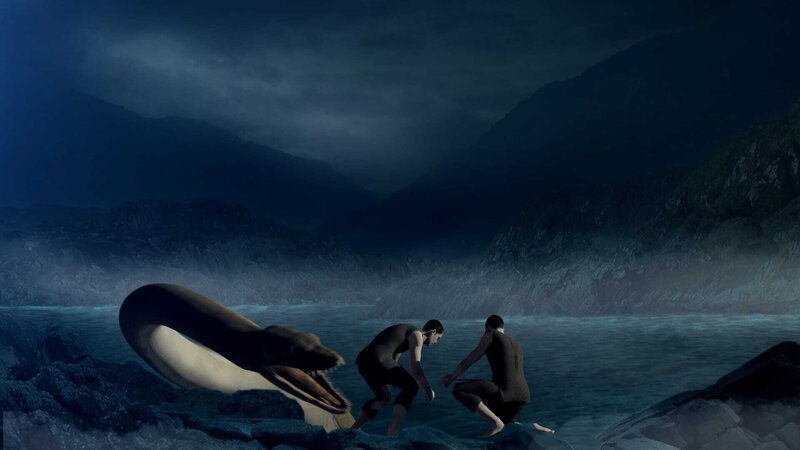 Der Legende nach war niemand, der sich am See aufhielt, sicher vor diesem Monster, da es mehrfach Menschen verschlungen hat. – Bild: ZDF und Artifex./​Artifex