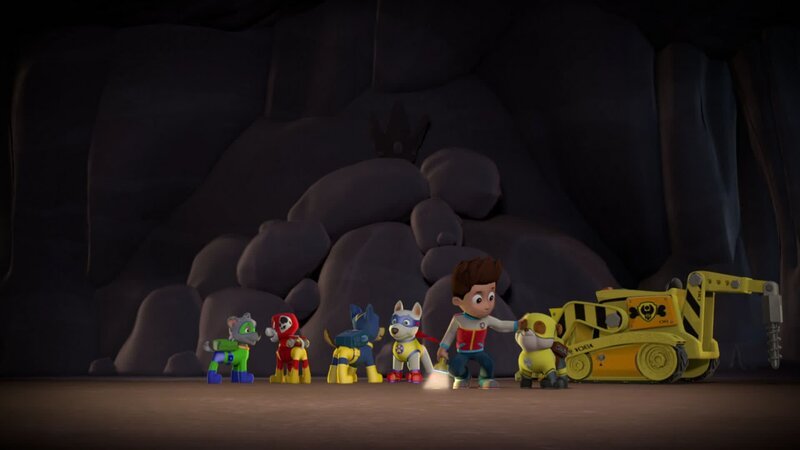 L-R: Rocky, Marshall, Chase, Apollo the Super-Pup, Ryder, Rubble – Bild: ANNÉE Spin Master PAW Productions Inc. All Rights Reserved. Paw Patrol and all related titles, logos and characters are trademarks of Spin Master Ltd. Nickelodeon and all related titles and logos are trademarks of Viacom International  …