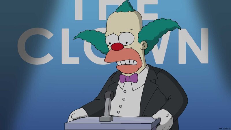 Scheint nicht so gut wegzustecken, dass man sich so harsch über ihn lustig macht: Krusty der Clown … – Bild: 2014 Twentieth Century Fox Film Corporation. All rights reserved. Lizenzbild frei