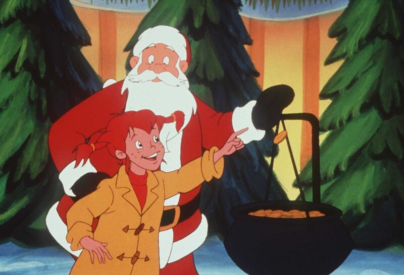 Pippi trifft auf den Weihnachtsmann, der für die Armen Geld sammelt. – Bild: ORF/​EM.TV