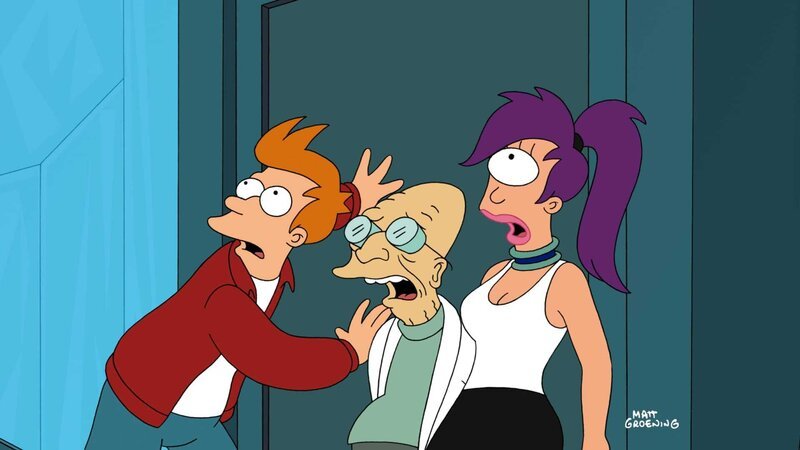 v.li.: Fry, Professor Farnsworth, Leela – Bild: Paramount