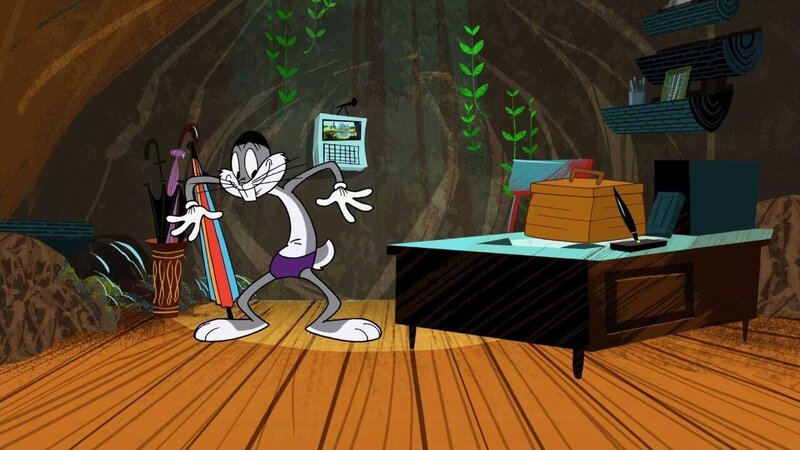 Bugs Bunny freut sich auf einen sonnigen Tag. Dafür hat er schon einmal die Badehose angezogen. +++ – Bild: SUPER RTL /​ Löwenprobleme /​ Sommer