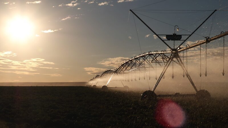 Unter der Sonne Südafrikas brauchen die Felder viel Wasser aus dem Orange River. Sprinkler verteilen das kostbare Nass an jeden Ort im Kreis. – Bild: N24 Doku