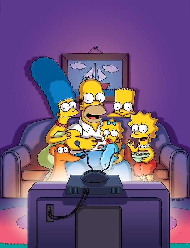 (28. Staffel) – Die Simpsons sind eine nicht alltägliche Familie: Maggie (M.), Marge (l.), Lisa (r.), Homer (2.v.l.) und Bart (2.v.r.) … – Bild: 2014 Fox and its related entities. All rights reserved Lizenzbild frei