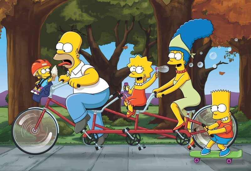 (23. Staffel) – Eine etwas ungewöhnliche Familie: Maggie (l.), Marge (2.v.r.), Homer (2.v.l.), Bart (r.) und Lisa Simpson (M.) … – Bild: 2015 Fox and its related entities. All rights reserved. Lizenzbild frei