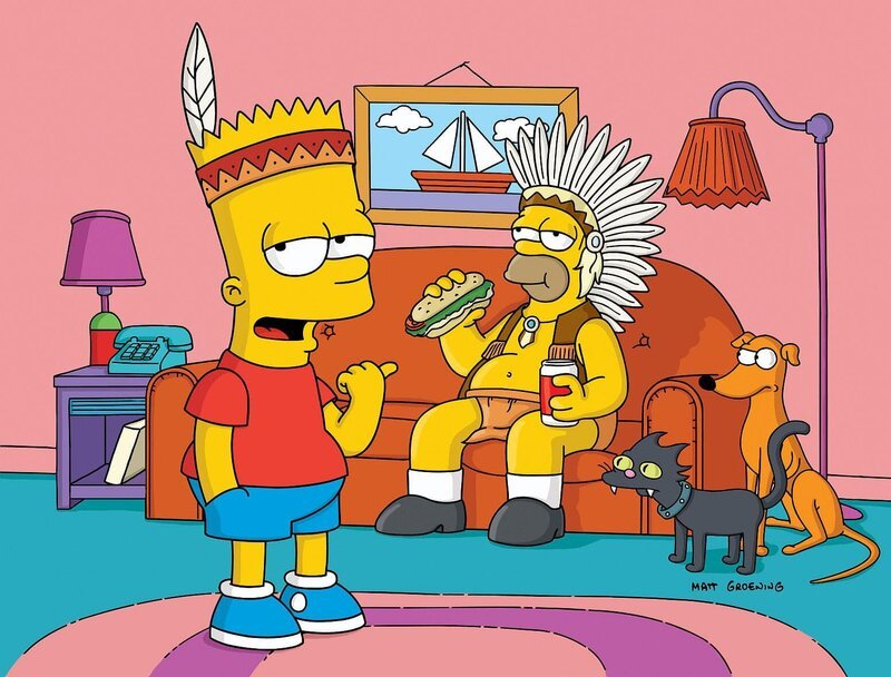 Da Bart (l.) bei einem Jugendgruppenwettbewerb zu den Verlieren gehört, lässt er sich gemeinsam mit Vater Homer (r.) etwas einfallen … – Bild: ORF/​-. Andere Verwendung