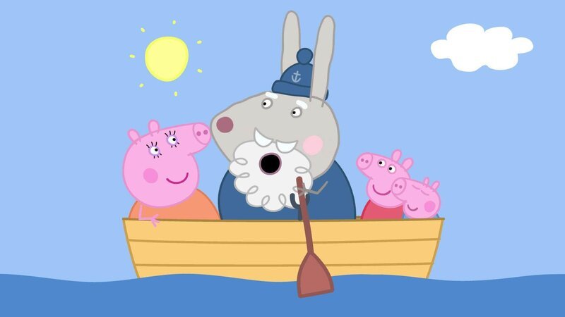v.li.: Mummy Pig, Grampy Rabbit, Peppa Pig, George Pig – Bild: TVNOW