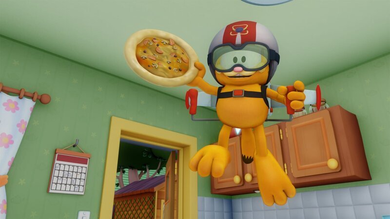 Das Frettchen von Liz ist einfach zu flink für Garfield. – Bild: HR/​DARGAUD MEDIA